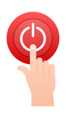 Kırmızı güç düğmesi. Kapalı simgelerde. Güç düğmesini çalıştır. hisse illüstrasyonu