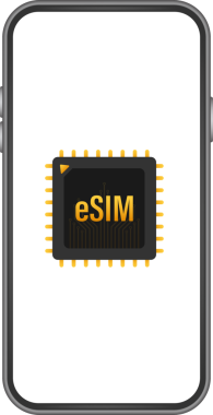 eSIM kart çipi işareti. Gizli SIM konsepti. Yeni mobil iletişim teknolojisi. hisse illüstrasyonu.