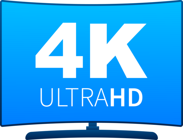 4K ve 8K Ultra HD etiketi. Yüksek teknoloji. LED televizyon ekranı. resimleme