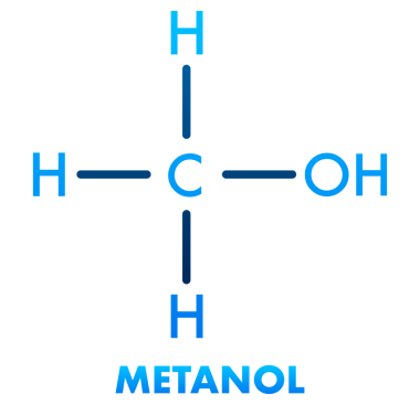 Metanol kavramı kimyasal formül simgesi, yazı tipi illüstrasyonu.