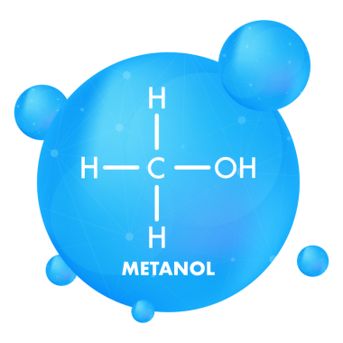 Metanol kavramı kimyasal formül simgesi, yazı tipi illüstrasyonu.