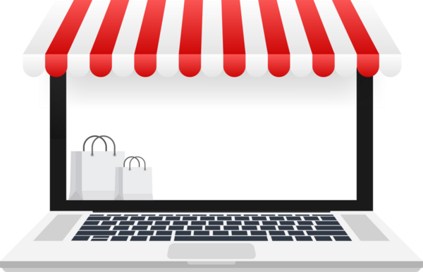 İnternet sitesinde alışveriş sitesi. Çevrimiçi mağaza, laptop ekranında alışveriş konsepti. hisse illüstrasyonu.