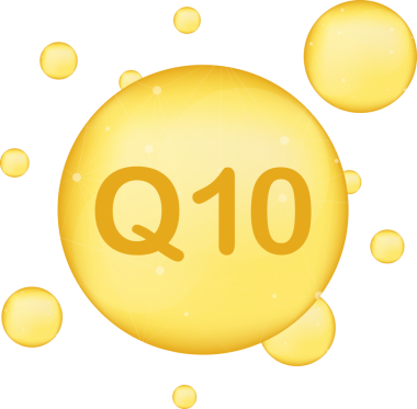 Koenzim Q10. Altın yağ ikonu. Enzim düşürücü hap kapsülü. resimleme.
