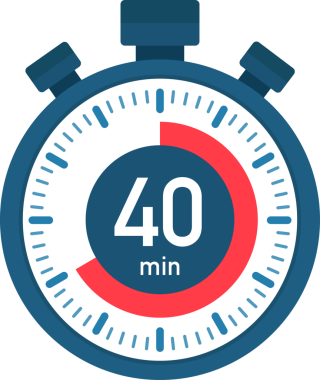 40 dakika, kronometre simgesi. Stopwatch simgesi düz stil, zaman ayarlı renk arkaplanı. hisse illüstrasyonu.