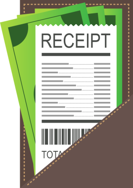 Nakit para, bozuk para ve çek için deri klasör. Restorandaki hizmet için teşekkürler. hisse illüstrasyonu