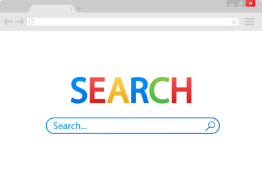 Mavi arkaplanda basit bir tarayıcı penceresi. Tarayıcı araması. Düz bir web tarayıcısı. hisse illüstrasyonu.