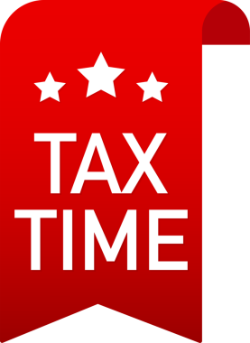 Beyaz arka planda vergi zamanı kırmızı kurdelesi. hisse illüstrasyonu