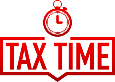 Beyaz arkaplanda vergi zamanı kırmızı etiketi. hisse illüstrasyonu