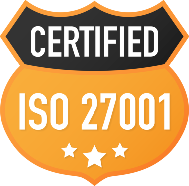 ISO 27001 sertifikalı rozet, ikon. Sertifika damgası. Düz dizayn. hisse illüstrasyonu.