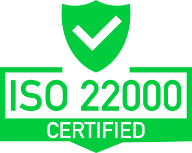 ISO 22000 sertifikalı rozet, ikon. Sertifika damgası. Düz dizayn. hisse illüstrasyonu.