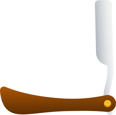 Usturayı düz tut. Eski jilet. Berber dükkanı elementi. hisse illüstrasyonu