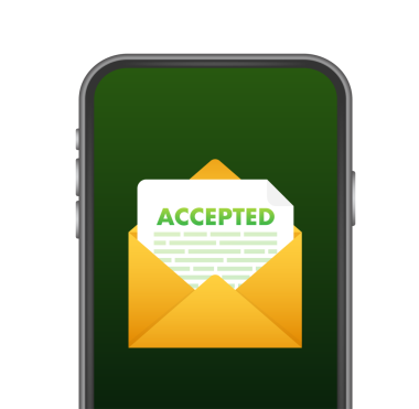 Kabul edilen e-posta. Üniversite kabul ediyor. İşe alım işi başarılı oldu. hisse illüstrasyonu