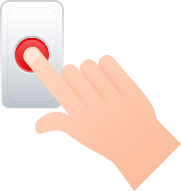 Ön kapıdaki zil tuşuna elle bas. Düz düğme. Düz çizim. Ev girişi