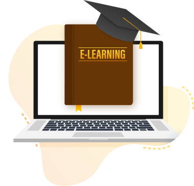 E-öğrenme, Çevrimiçi eğitim konsepti afişi. Çevrimiçi eğitim kursları. Eğitimler. resimleme.