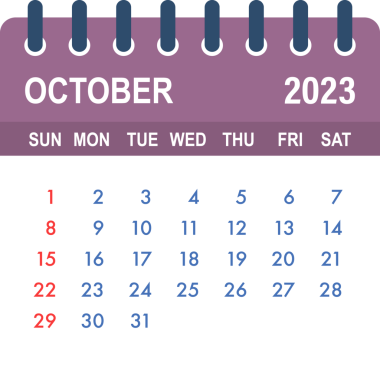 Ekim 2023 Takvim Yaprağı. Takvim 2023 düz stil. resimleme