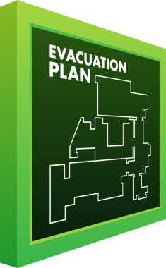 Yangın ihtimaline karşı binanın tahliye planı. Yangın güvenliği. hisse illüstrasyonu