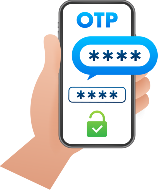 OTP One-time password. 2-Step authentication. Data protection, internet security concept