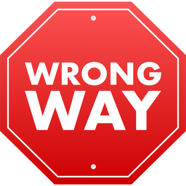 Kırmızı yol yanlış yol. Çizgi film düz çizimi.