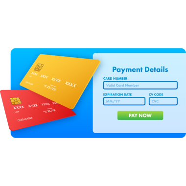 Web sayfası tasarımı için ödeme detaylarını içeren kartvizit. İnternetten alışveriş. Kredi kartıyla. İnternetteki mağaza. hisse illüstrasyonu