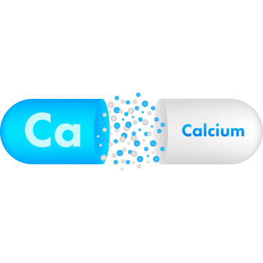 Beyaz arka planda mavi kalsiyum. Kalsiyum minerali. Hap kapsülü. hisse illüstrasyonu