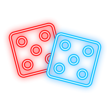 Dice neon ikonu. Oyun zarları, küpler. Kumarhane ve bahis. hisse illüstrasyonu