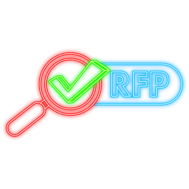 RFP öneri neon simgesi talebi. hisse illüstrasyonu