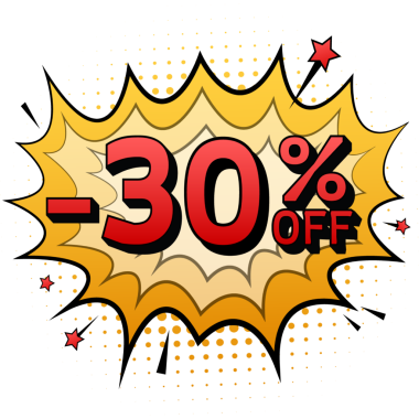 Yüzde 30 indirimli komik konuşma baloncukları. Neon kaşıntı ikonu. Sembol, etiket, özel teklif etiketi, reklam rozeti. hisse illüstrasyonu.