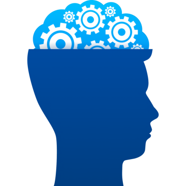 Işık arkaplan üzerinde siluet adam baş vites ile soyut simge. Akıl sağlığı konsepti. İş konsepti. İzole edilmiş