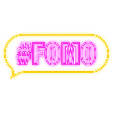 Modern fomo, her amaç için harika bir tasarım. Tipografi çizimi. Çizgi film çizimi. Düz dizayn. Sosyal medya kavramı