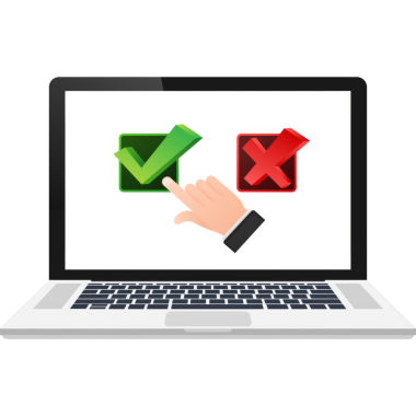 Evet ve elleri olan bir düğme yok. Geri bildirim konsepti. Pozitif geri bildirim konsepti. Seçim düğmesi simgesi. hisse illüstrasyonu