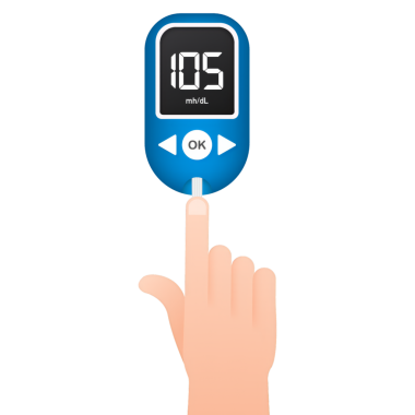 Kan şekeri ölçer seviyesi testi. Diyabet glukometresi. Soyut konsept grafik web pankartı ögesi. resimleme