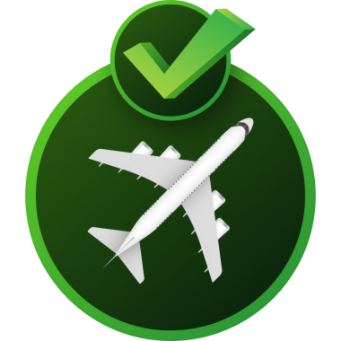 Uçuş bilgileri kontrol işareti. QR kod tarama simgesi. Ünlem işareti. Seyahat süresi