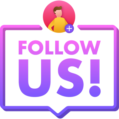 Düğme, beyaz arka planda bizi takip et. resimleme