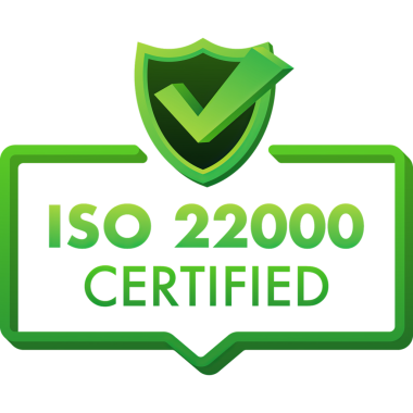 ISO 22000 sertifikalı rozet, ikon. Sertifika damgası. Düz tasarım çizimi