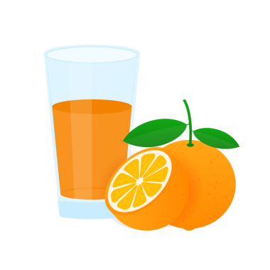 Meyveli ikon. Beyaz arka planda portakal suyu. resimleme.