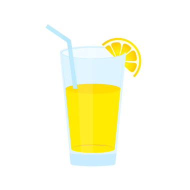 Meyveli ikon. Beyaz arka planda limon suyu. resimleme.