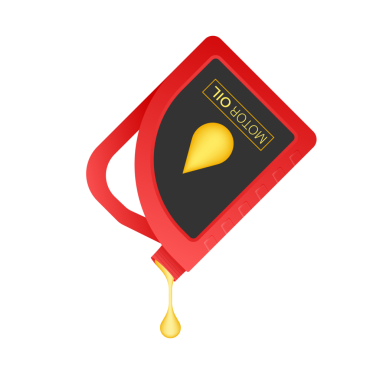 Beyaz arka planda motor yağı plastik şişe modeli. resimleme.