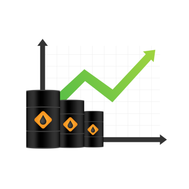 Beyaz arka planda petrolün fiyatı artıyor. resimleme.