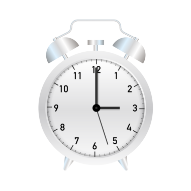 Alarm saati, beyaz arka planda uyanma zamanı. resimleme.