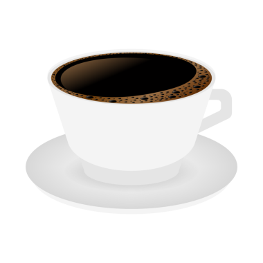 Beyaz fincan ve çay tabağında sıcak kahve. resimleme.