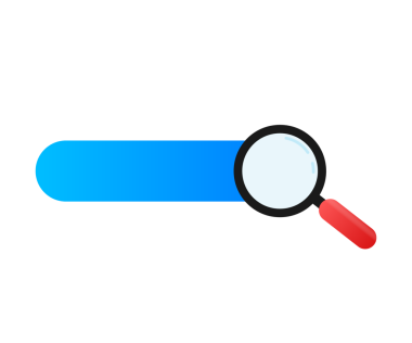Arama çubuğu ögesi tasarımını, mavi arkaplanda izole edilmiş ui şablonu arama kutuları kümesini ayarla. resimleme.