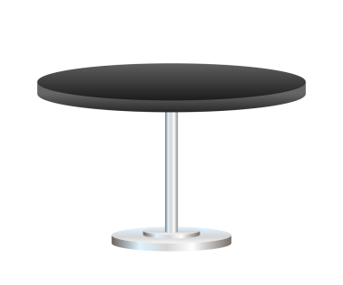 Metal tezgahı beyaz arka planda izole edilmiş gerçekçi boş yuvarlak masa. resimleme.