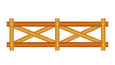 Kazıklı çit, ahşap desenli, yuvarlak kenarlı çizimler.