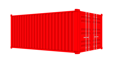Kırmızı Nakliye Kargo Konteynırı 20 ve 40 feet. Lojistik ve Ulaşım için. Stok İllüstrasyonu