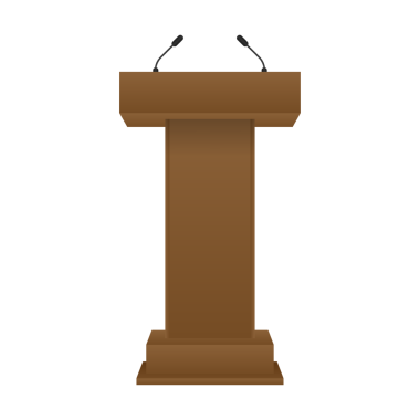 Beyaz ve kahverengi kürsü kürsüsü mikrofonlu Rostrum standı. hisse illüstrasyonu