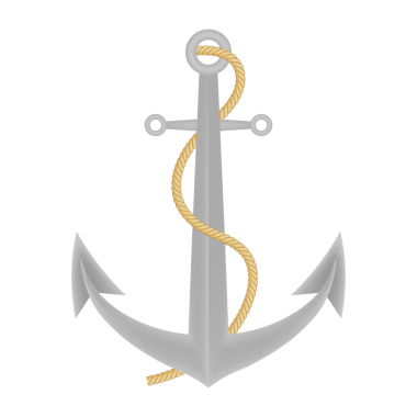 Beyaz zemin üzerinde halkaları ve gölgesi olan tek gerçekçi, parlak çelik çapa.