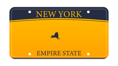 New York plakalı aracın ruhsatı. resimleme.