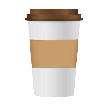 Kahverengi şapka ve bardak tutacağı olan kahve dükkanını kapatın. Beyaz arka planda izole edilmiş. Görüntü.