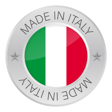 Parlak metal rozet ikonu, İtalya 'da bayrakla yapıldı. hisse illüstrasyonu