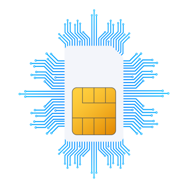 Cep telefonu Sim kart çipi. hisse illüstrasyonu